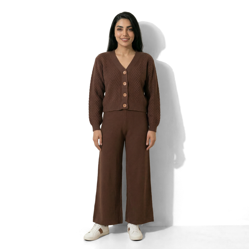 Bonassa Tricot - Women - Fang Casual Acrylic Knit Cardigan Set