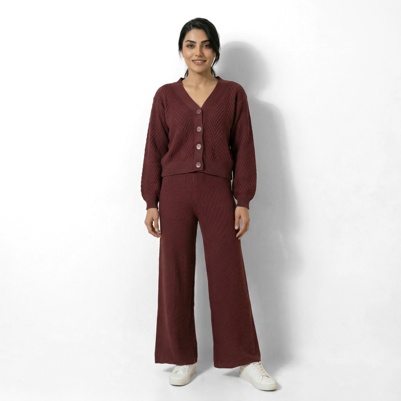 Bonassa Tricot - Women - Fang Casual Acrylic Knit Cardigan Set