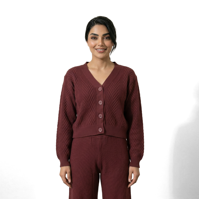 Bonassa Tricot - Women - Fang Casual Acrylic Knit Cardigan Set